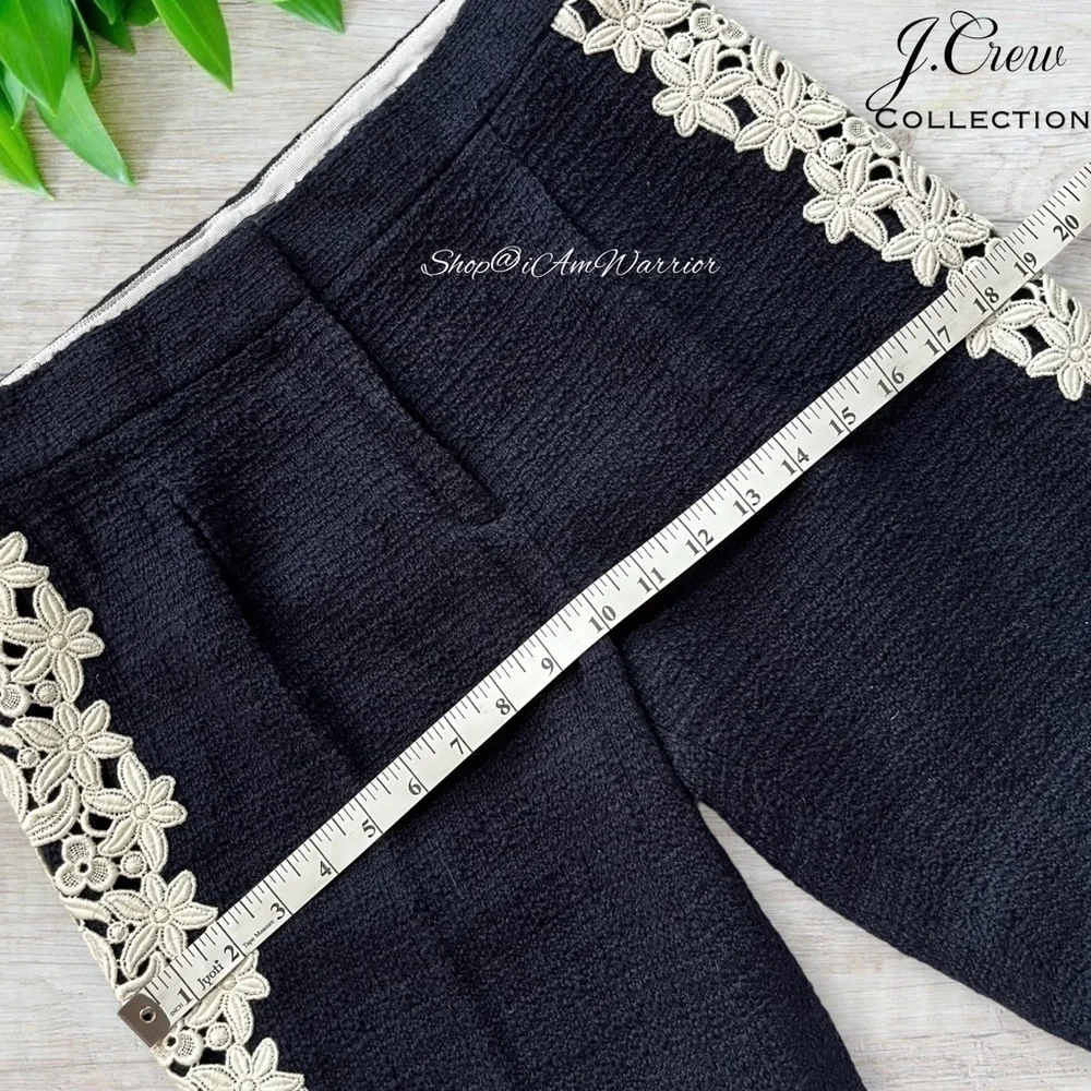 J.Crew Collection NWT rare guipure lace stripe navy tuxedo pants Shop@iamwarrior